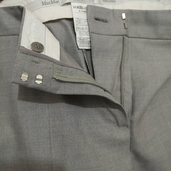 Max mara womens size 12 tall long wool silk gray work dress pants - Picture 3 of 7